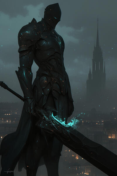 The Helmwarden | The guardian of floors 30 to 40, is an ancient, armored sentinel who speaks only in sharp, cryptic commands and demands precision, strategy, and martial discipline.